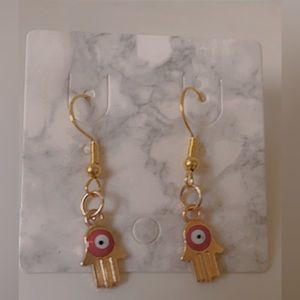 Red evil eye earrings
